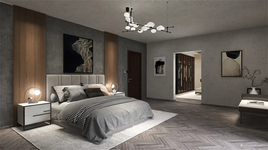 Contemporary ColorScemeOther Grey Master Bedroom 3d design renderings