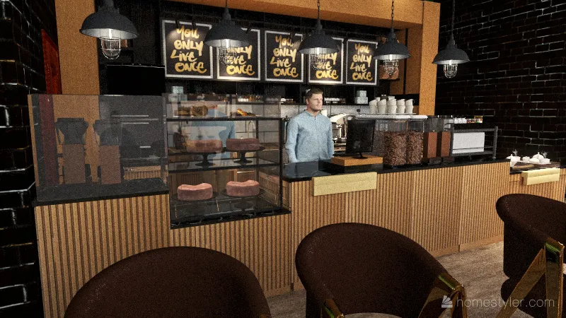 Coffee Shop (Café Amadeo) | #ModernIndustrialism 3d design renderings
