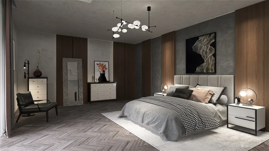 Contemporary ColorScemeOther Grey Master Bedroom 3d design renderings