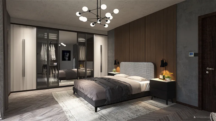 Contemporary ColorScemeOther Grey Bedroom 3d design renderings