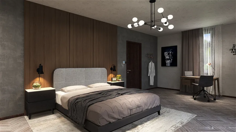 Contemporary ColorScemeOther Grey Bedroom 3d design renderings