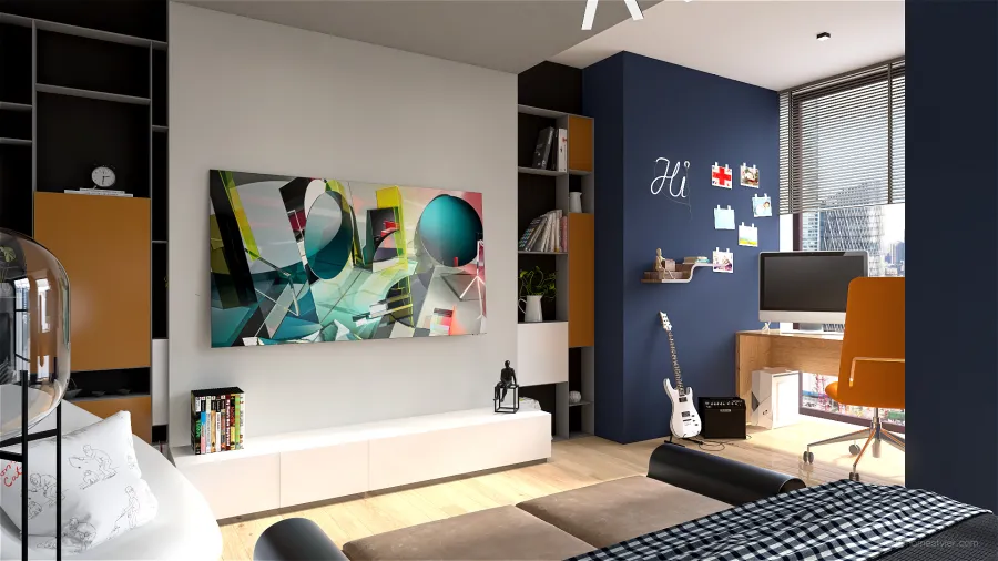 Modern Boy's Suite 3d design renderings