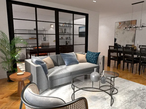 LIVING ROOM & HOME OFFICE 3d design renderings