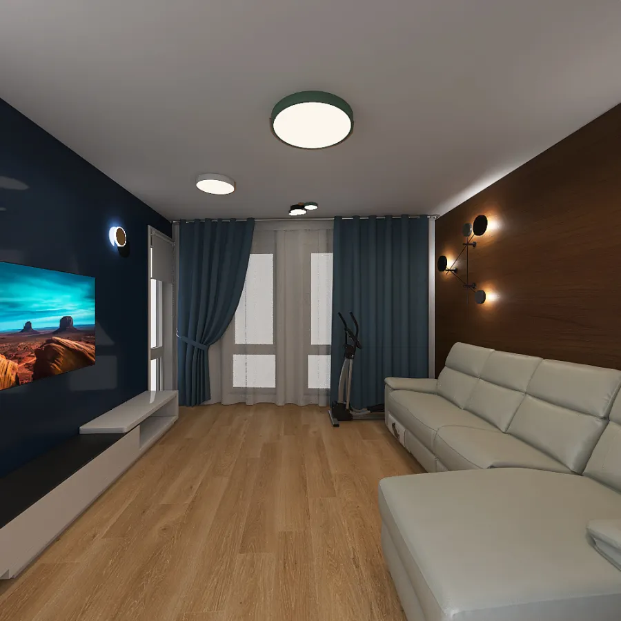 Living_blue_wood 3d design renderings