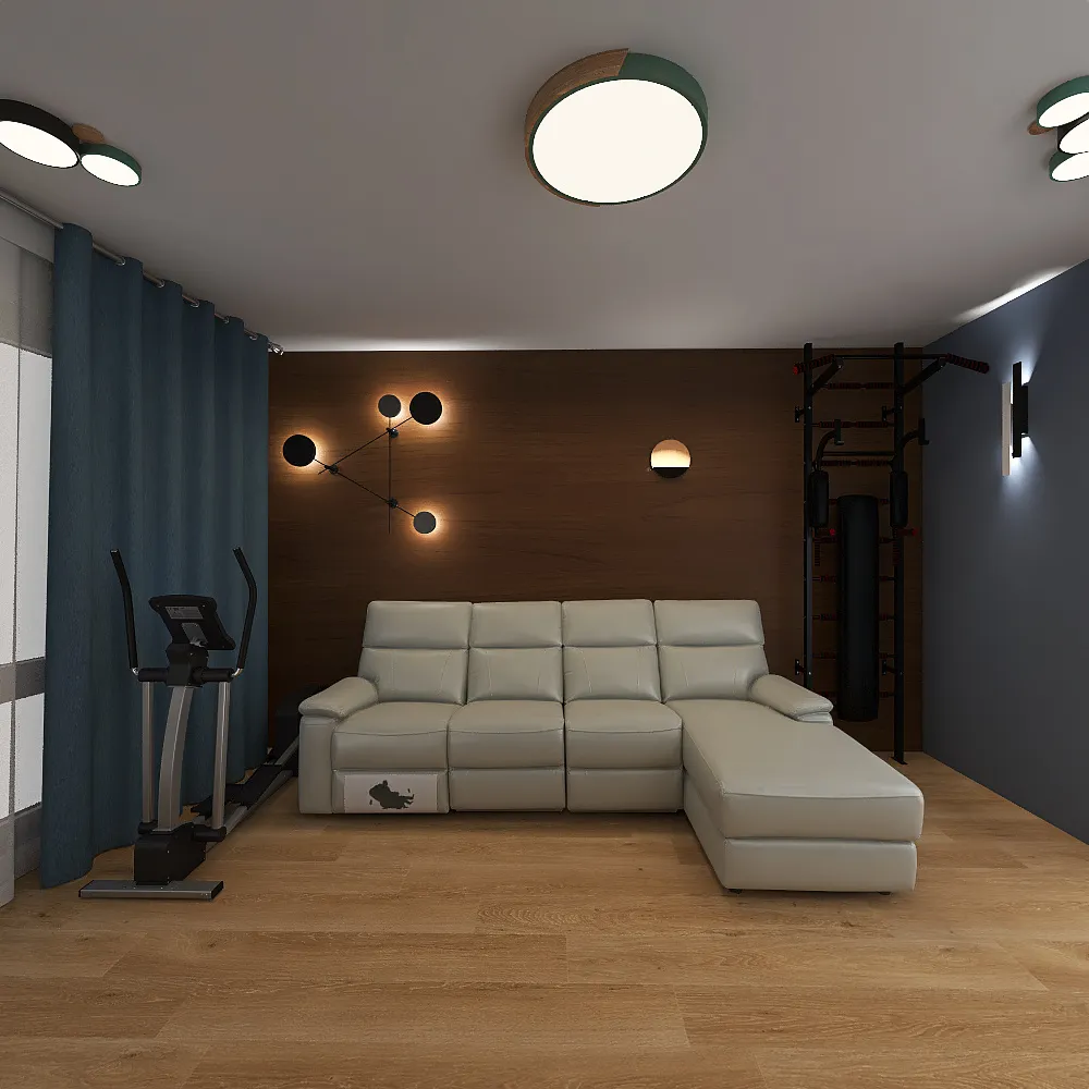 Living_blue_wood 3d design renderings
