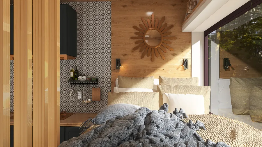 #rústico estilo tiny house 3d design renderings