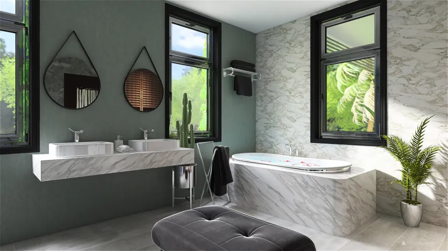 Contemporary ColorScemeOther Grey Master Bathroom 3d design renderings