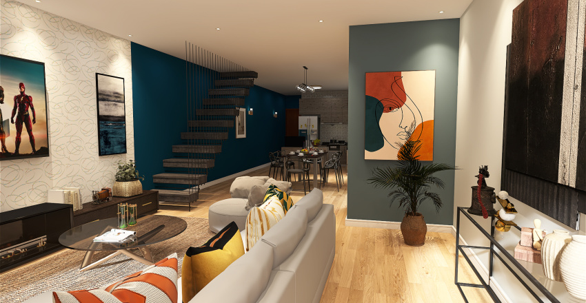 Projeto Minha Casa - Conceito Aberto Perspectiva 3d design renderings
