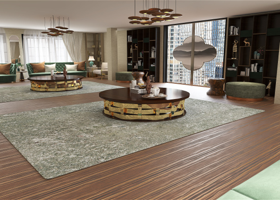 Classic Japanese style living room Design Rendering