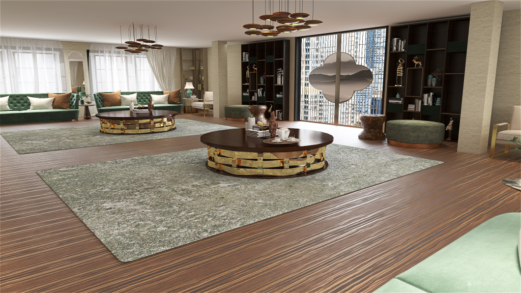 Classic Japanese style living room 3d design renderings