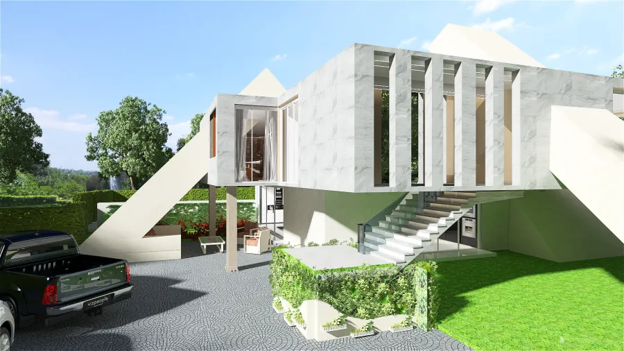 Modern villa architettonica moderna personalizzata Red Black 3d design renderings