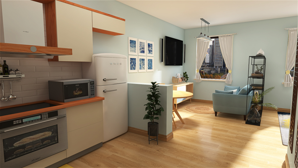 Bachelor Apartment 3d design renderings