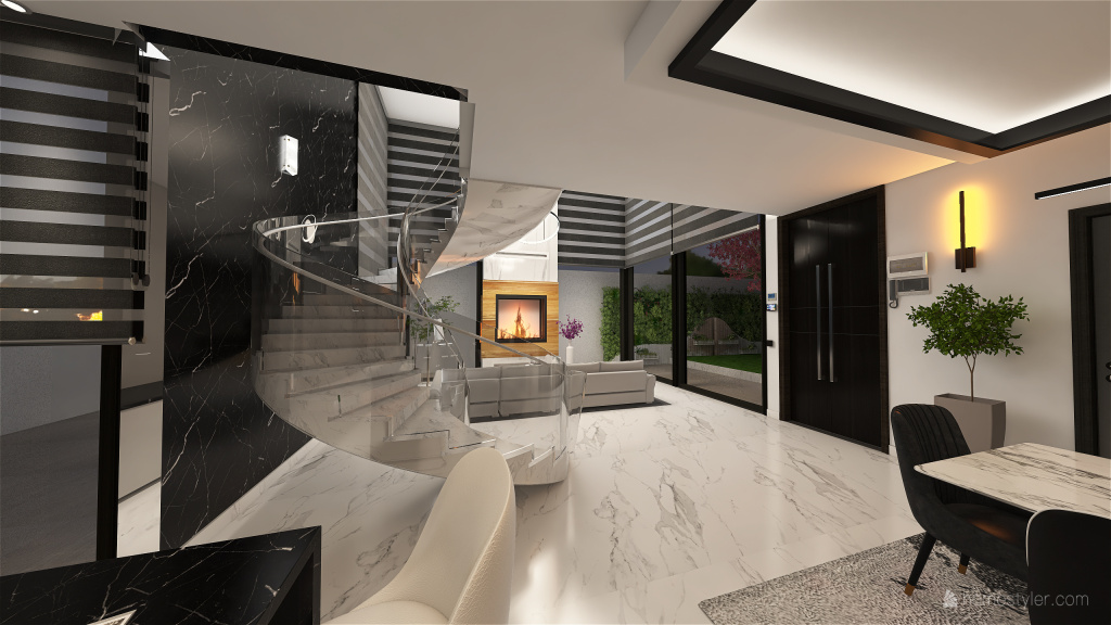 soggiorno sala da pranzo cucina 3d design renderings