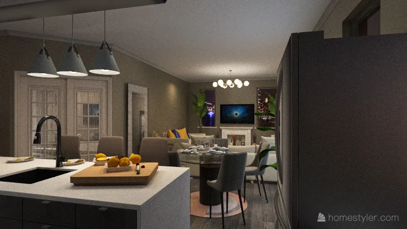 Front/Dining Room & Kitchen 3d design renderings