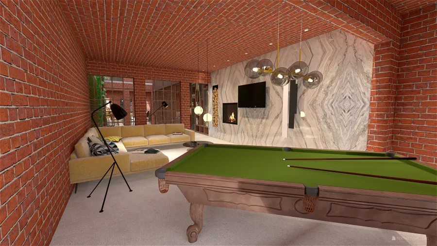 Contemporary Orange Beige Living Room2 3d design renderings