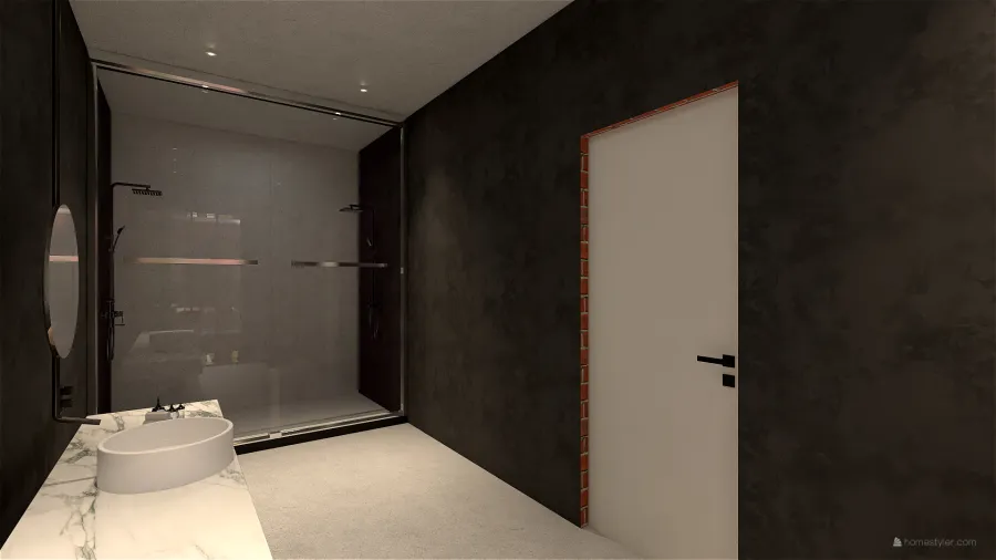 Contemporary Orange Beige Bathroom2 3d design renderings