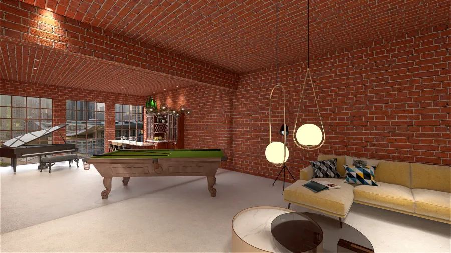 Contemporary Orange Beige Living Room1 3d design renderings