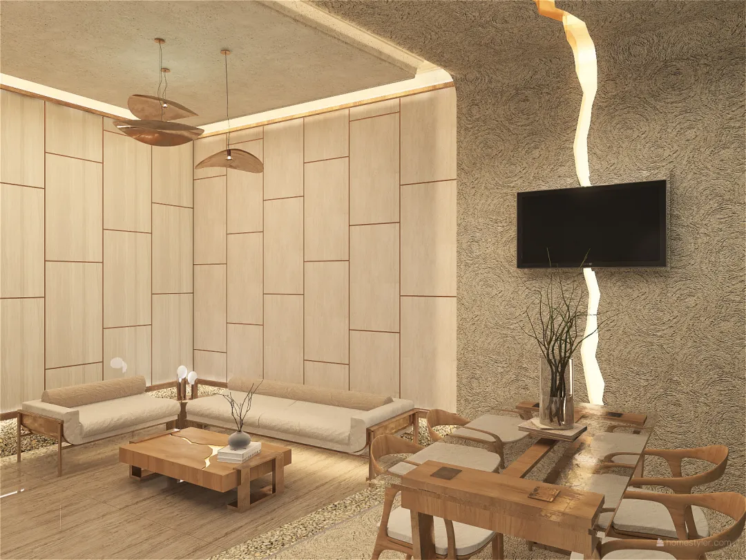 WabiSabi Presidential Suite HOTEL RIVER Beige WarmTones 3d design renderings