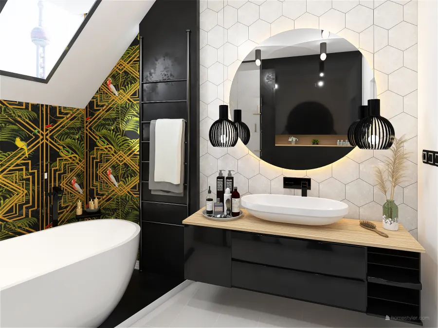 Duża łazienka 3d design renderings