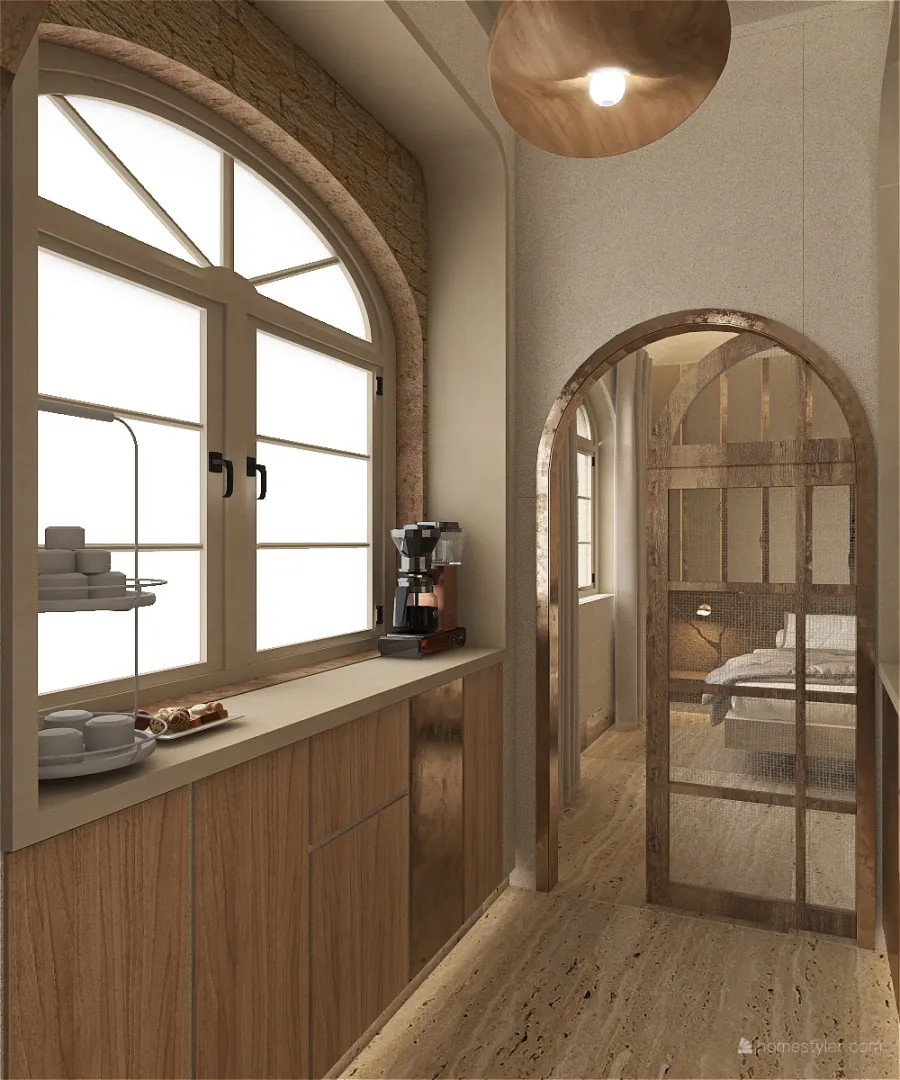WabiSabi Beige WarmTones Living and Dining Room 3d design renderings