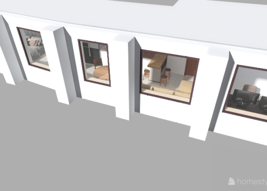 loft with 1 bedroom and office Design Rendering