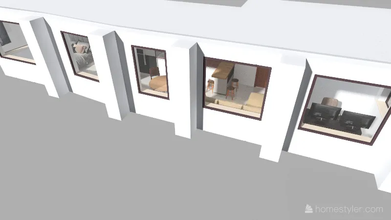 loft with 1 bedroom and office 3d design renderings