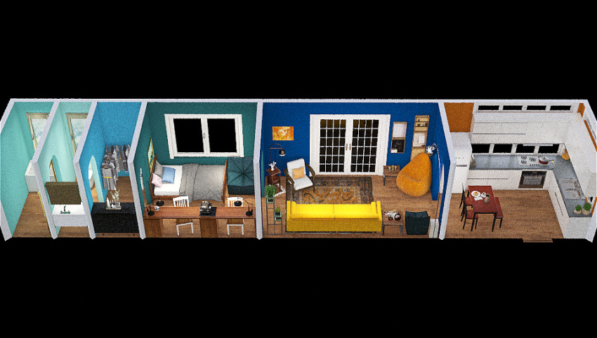 42 Sqm Tiny Home in Semi/Lorry Trailer 3d design picture 129.04