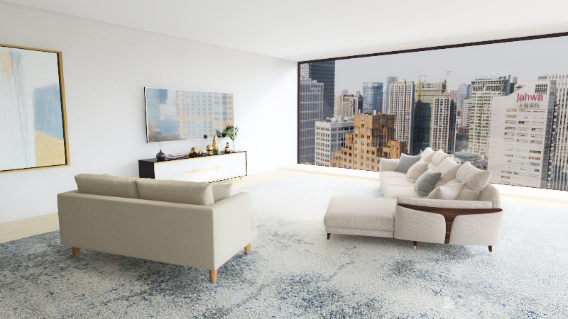 White Modern Living-room 3d design renderings
