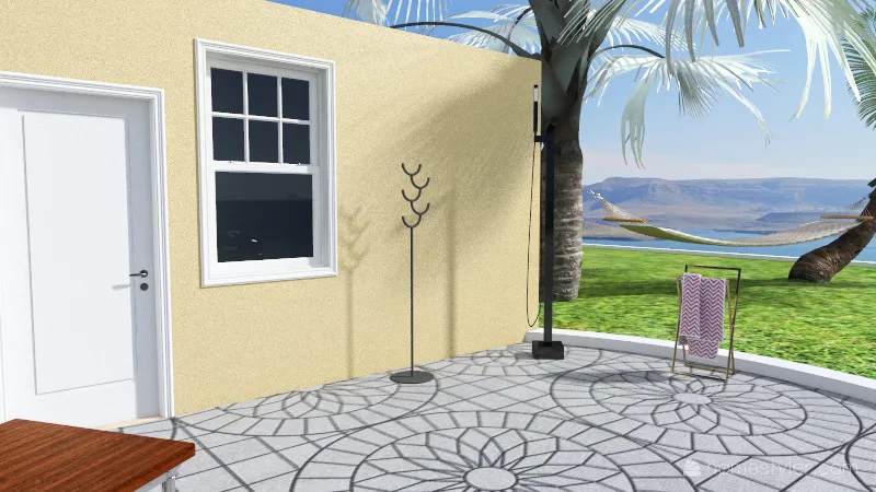 Outdoor Kitchen and Shower 3d design renderings