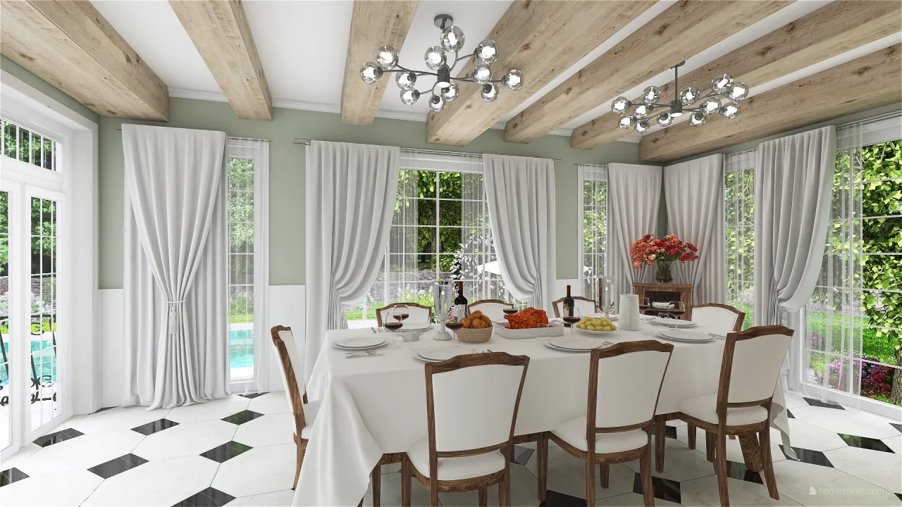 StyleOther FRENCH HOUSE BOURGOISE WoodTones Grey 3d design renderings