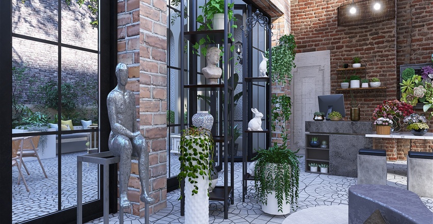Commercial design: Vintage gifts and art. Interior Design Render