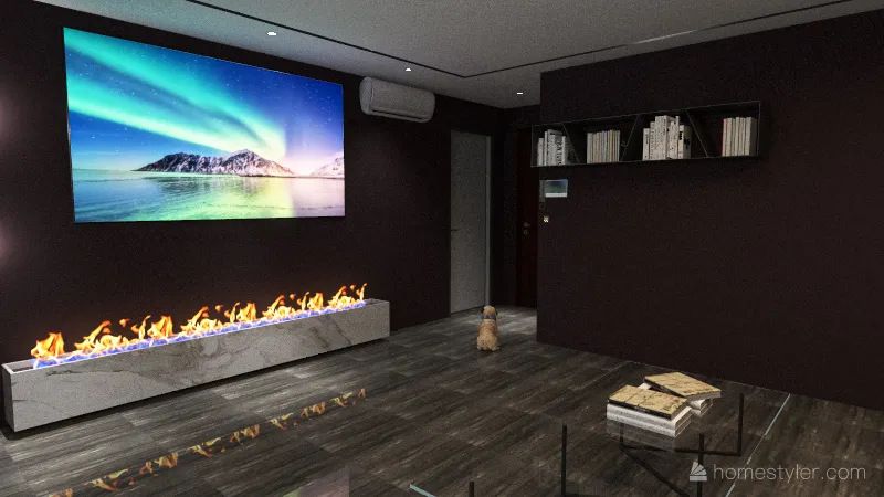 Sala de estar con toques oscuros 3d design renderings