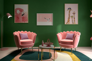 Pink & Green Living Design Rendering