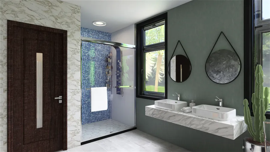 Contemporary ColorScemeOther Grey Master Bathroom 3d design renderings