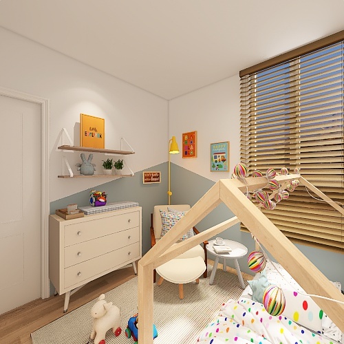 Quarto infantil moderno e colorido 3d design renderings