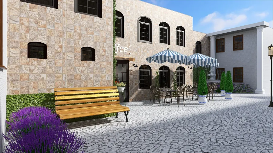 Coffee shop in Italy 3d design renderings