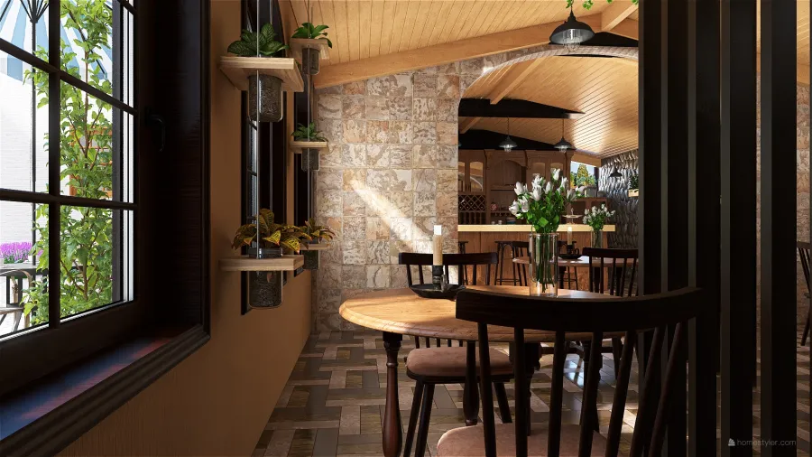 Coffee shop in Italy 3d design renderings