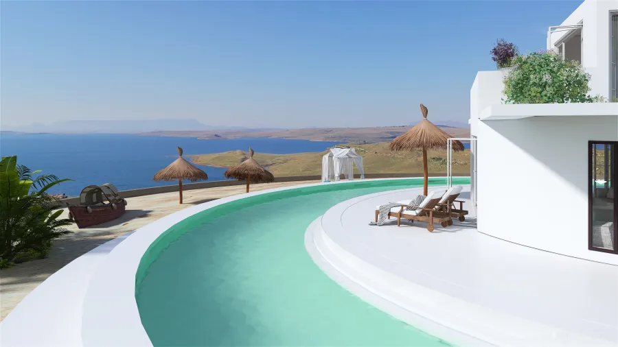 Costal Casa Paradiso White Blue 3d design renderings