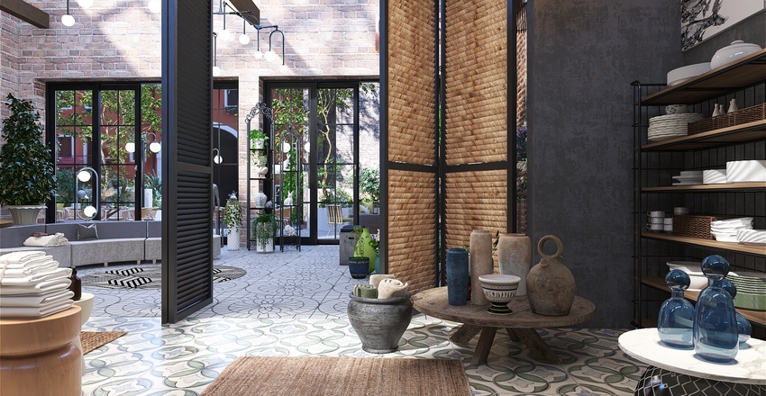 Commercial design: Vintage gifts and art. Interior Design Render