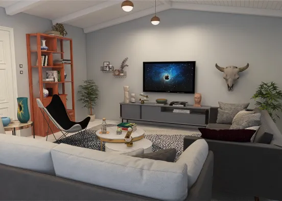 Scandinavian Style Living Room Design Rendering