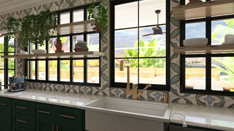 Living Room/kitchen area 3d design renderings