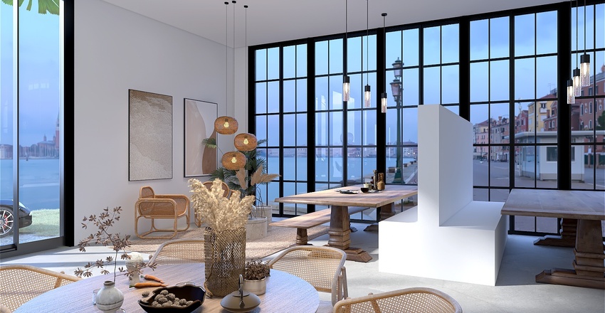 Modern Restaurant Interior Design Render