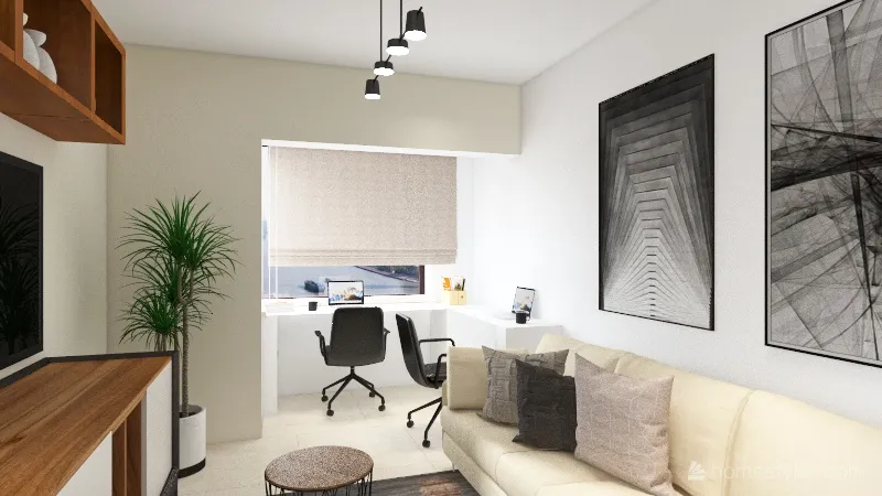 Sala ampliada 3 ambientes 3d design renderings