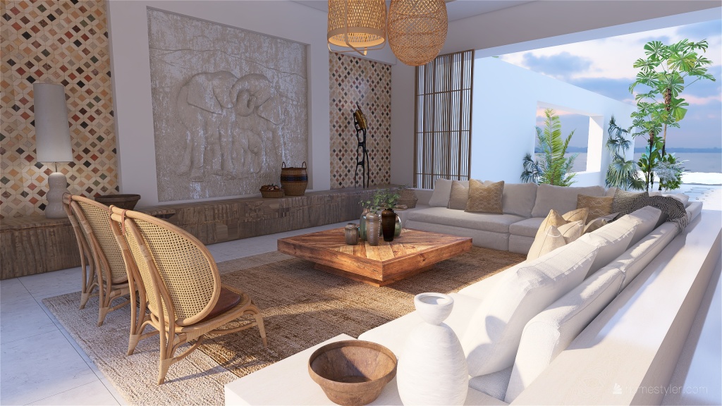 Mediterranean Casa de Playa Blue 3d design renderings