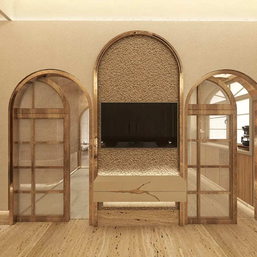 WabiSabi Beige WarmTones Master Bedroom 3d design renderings