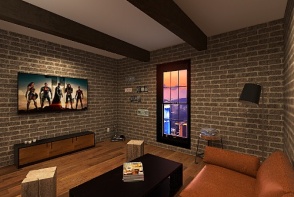 Sala de estar estilo Industrial Design Rendering