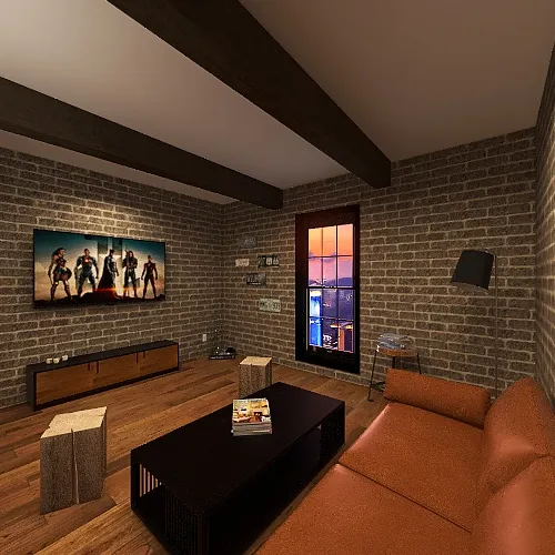 Sala de estar estilo Industrial 3d design renderings