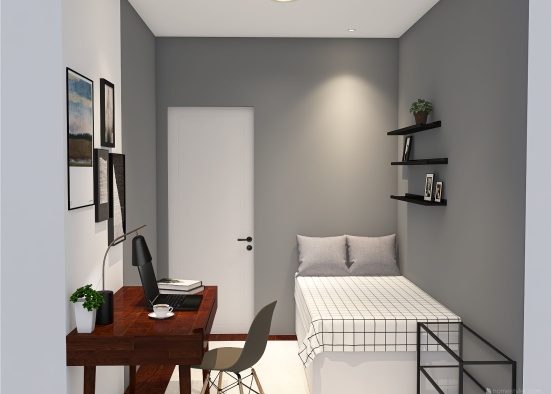 greyminimalist-bedroom Design Rendering