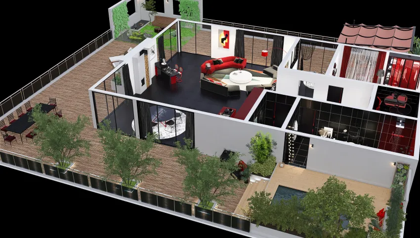 rooftop black & red 3d design picture 563.34