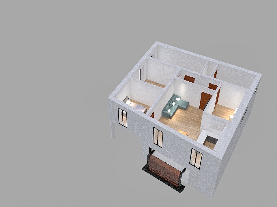 Vrabci - byt - schodiště 3d design renderings